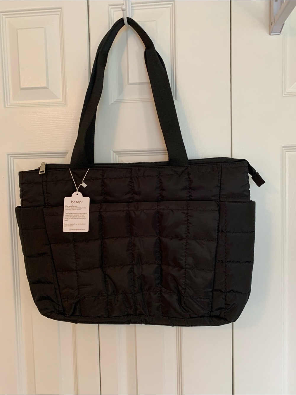 NWT-BEFEN BLACK QUILTED PUFFER TOTE